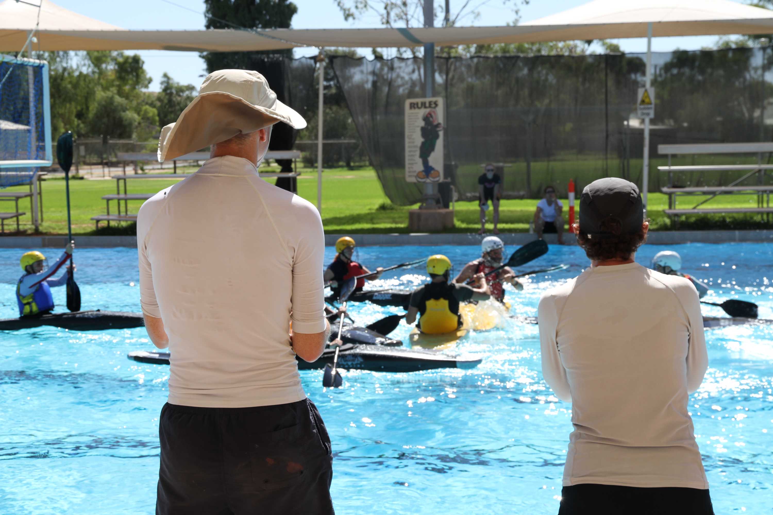 No river? No problem! Desert canoe polo players turn to the pool in