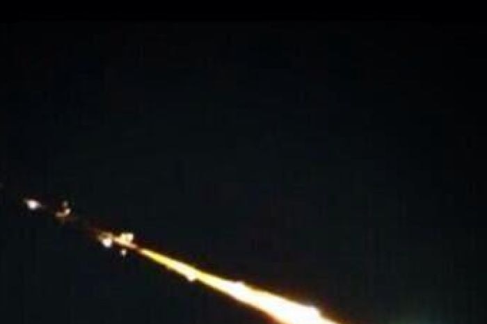 The bright light, thought to be space junk, entering the atmosphere over the Australian east coast.