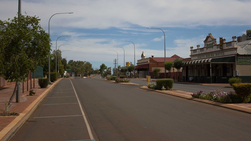 Looking south down Tower Street in Leonora, Western Australia.