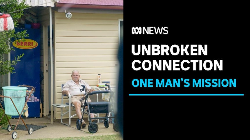 Unbroken Connection, One Man's Mission: An elderly man sits outside a building.
