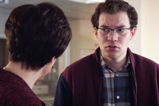 Still of a young man with glasses from tv Holby City