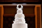 Rachel Jane Eardley and Diane Pallett put the finishing touches on the royal wedding cake
