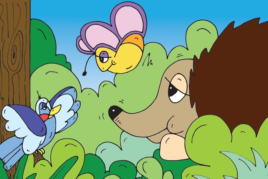 Cartoon hedgehog from the Sniffer and Flutter book.