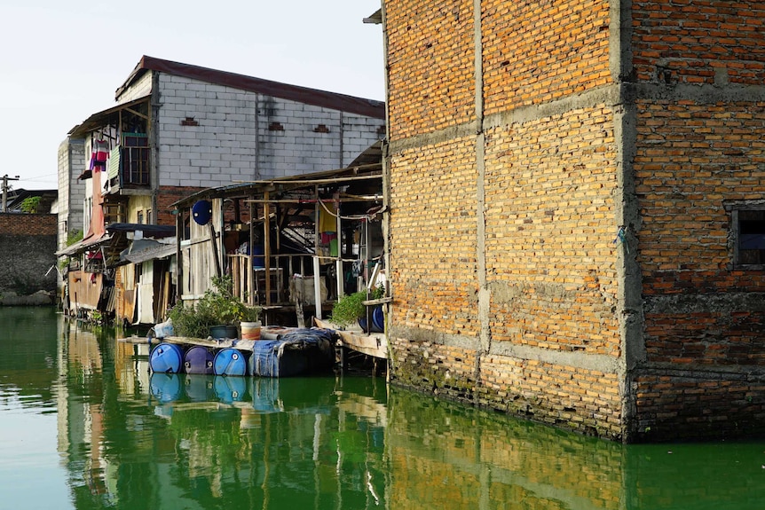 A floating village in Jakarta