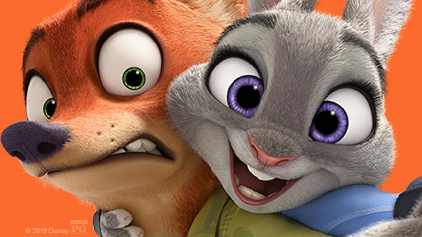 Characters Nick Wilde and Judy Hopps in the film Zootopia.