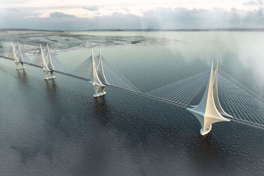 An image of a proposed bridge from SA mainland to Kangaroo Island.