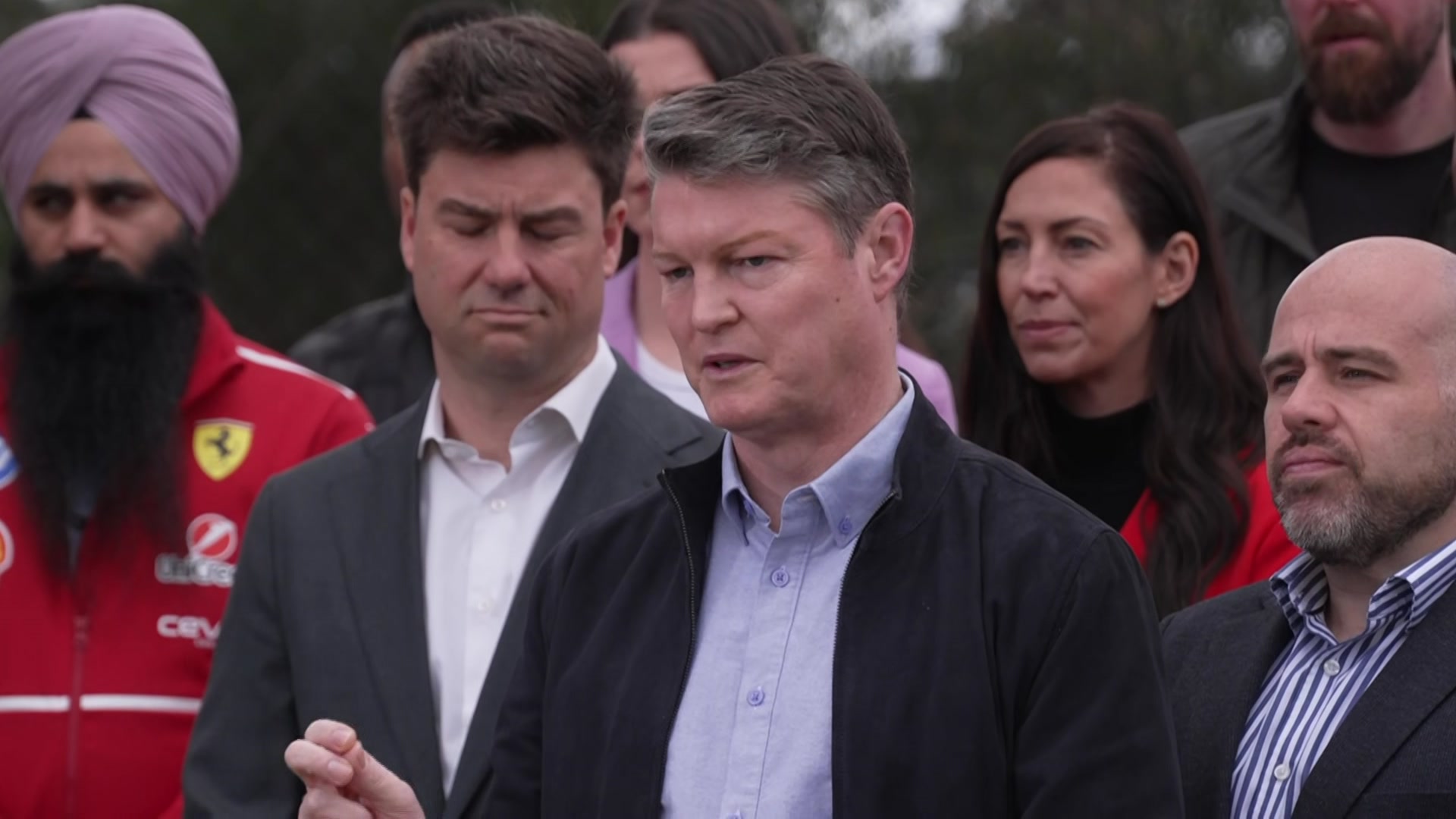 Victorian Premier Ben Carroll addressing a press conference.