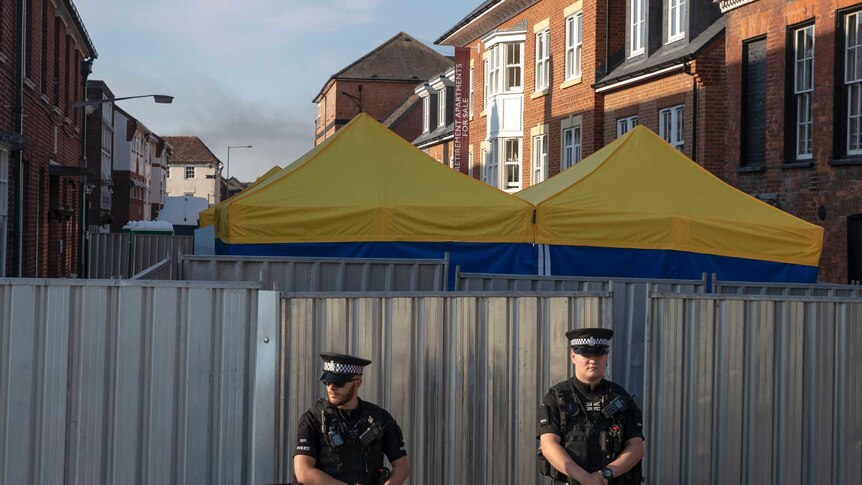 Police secure a point of interest in Salisbury
