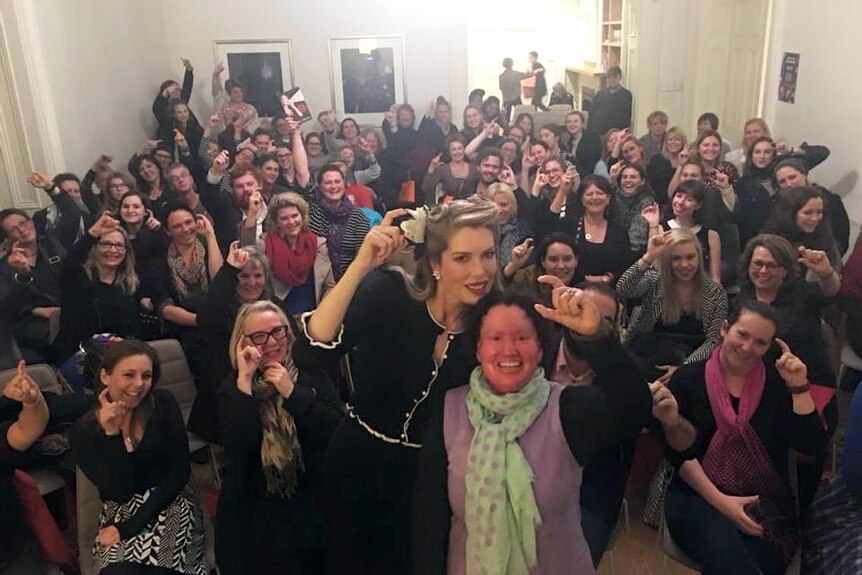 Tara Moss and her speaking event attendees' mock the sender of an unsolicited dick pic.