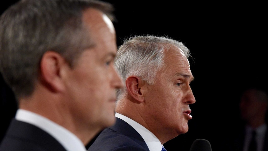 Leader of the Opposition Bill Shorten and Prime Minister Malcolm Turnbull participate in a Leaders Forum