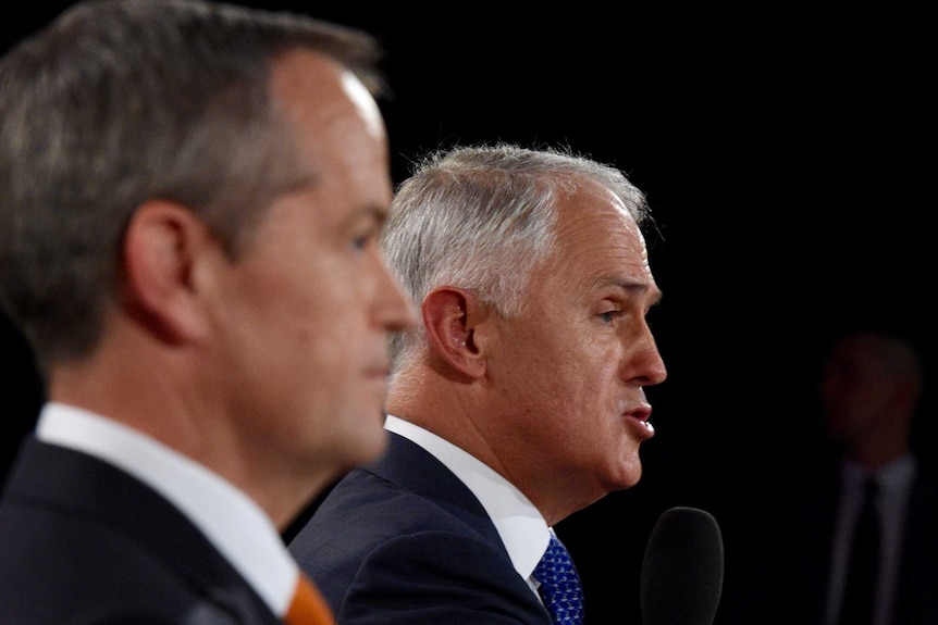 Leader of the Opposition Bill Shorten and Prime Minister Malcolm Turnbull participate in a Leaders Forum