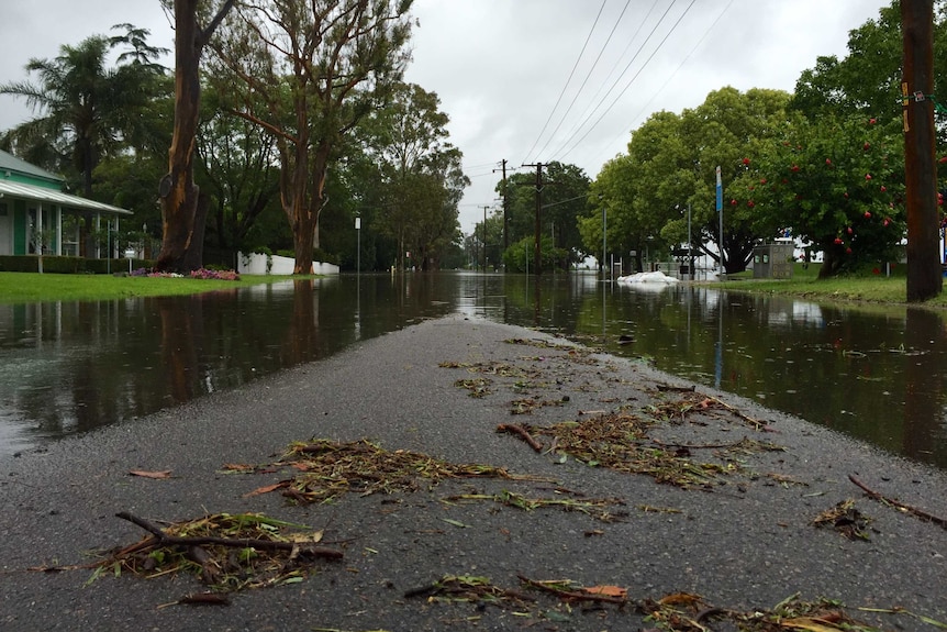 Hunter Street at Raymond Terrace floods.