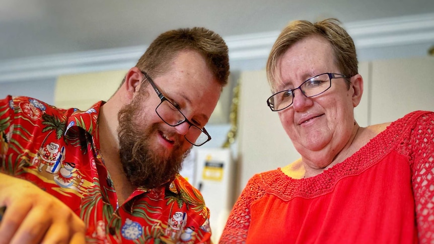 William and his mother Sue bake cookies.