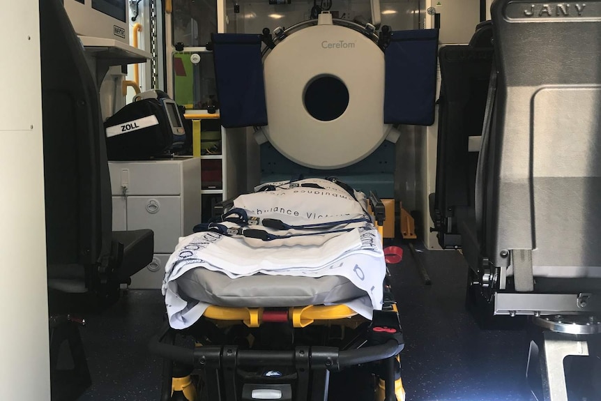 The inside of a stroke ambulance, to be trialled in Melbourne.