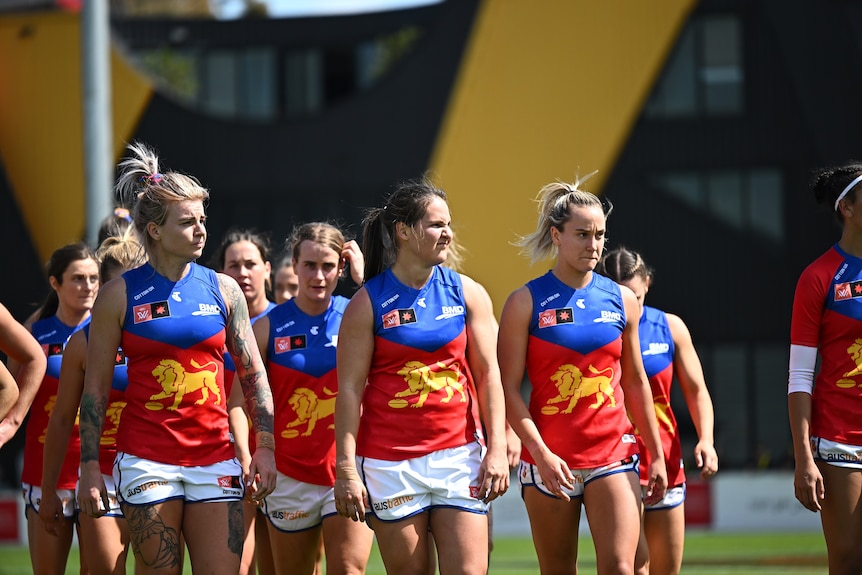 Lions looks dejected after a loss during the 2022 S7 AFLW Round 05 match between the Richmond Tigers 