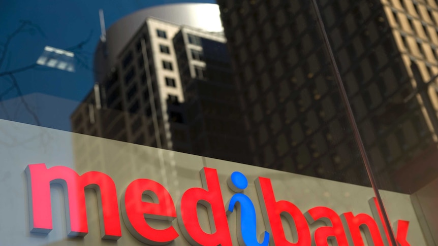 Sign on a Medibank building in Sydney.