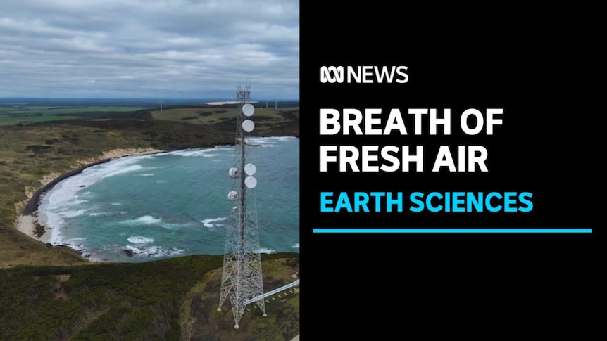 Breath of Fresh Air, Earth Sciences: A radio tower on a headland with a stormy bay behind it.