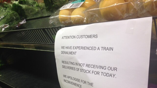 Empty shelves after a train derailment near Alice Springs disrupted deliveries to Darwin