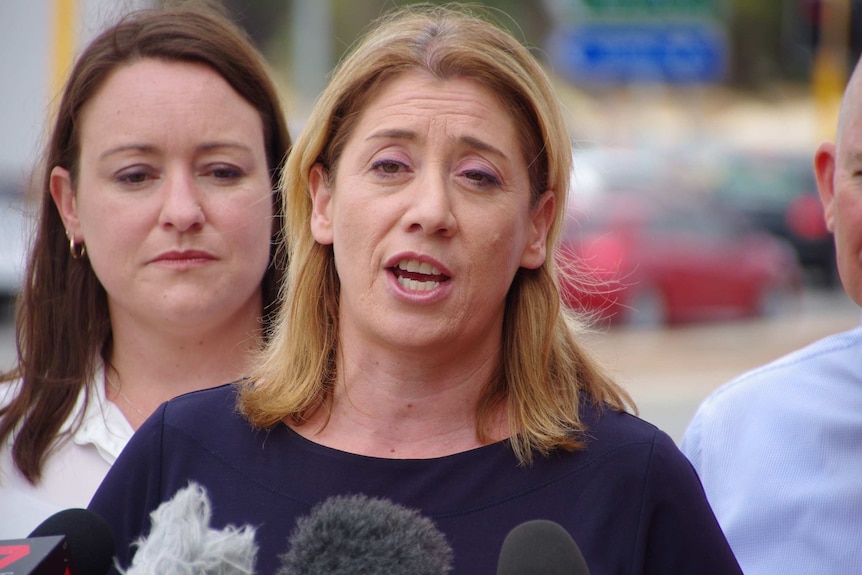 Rita Saffioti at a press conference about axing Roe 8.