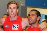 Gold Coast Suns Danny Stanley, Tom Lynch and Harley Bennell