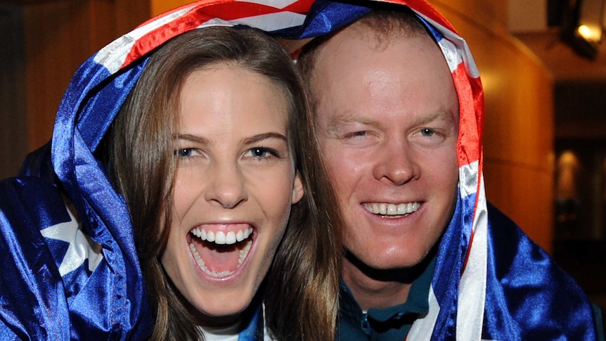 Torah Bright and her brother and coach Ben Bright at the 2010 Winter Olympics
