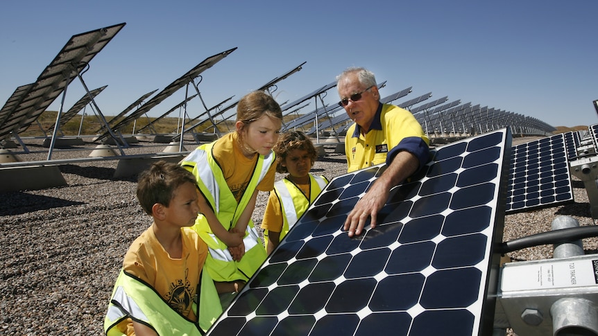 The solar power panels on display