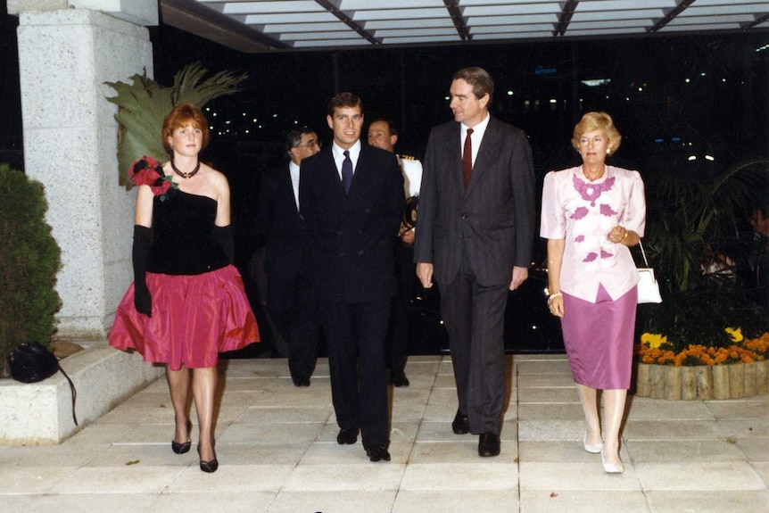 The Duke and Duchess of York with Queensland Premier Mike Ahern and his wife at Parliament House in Brisbane in 1988.