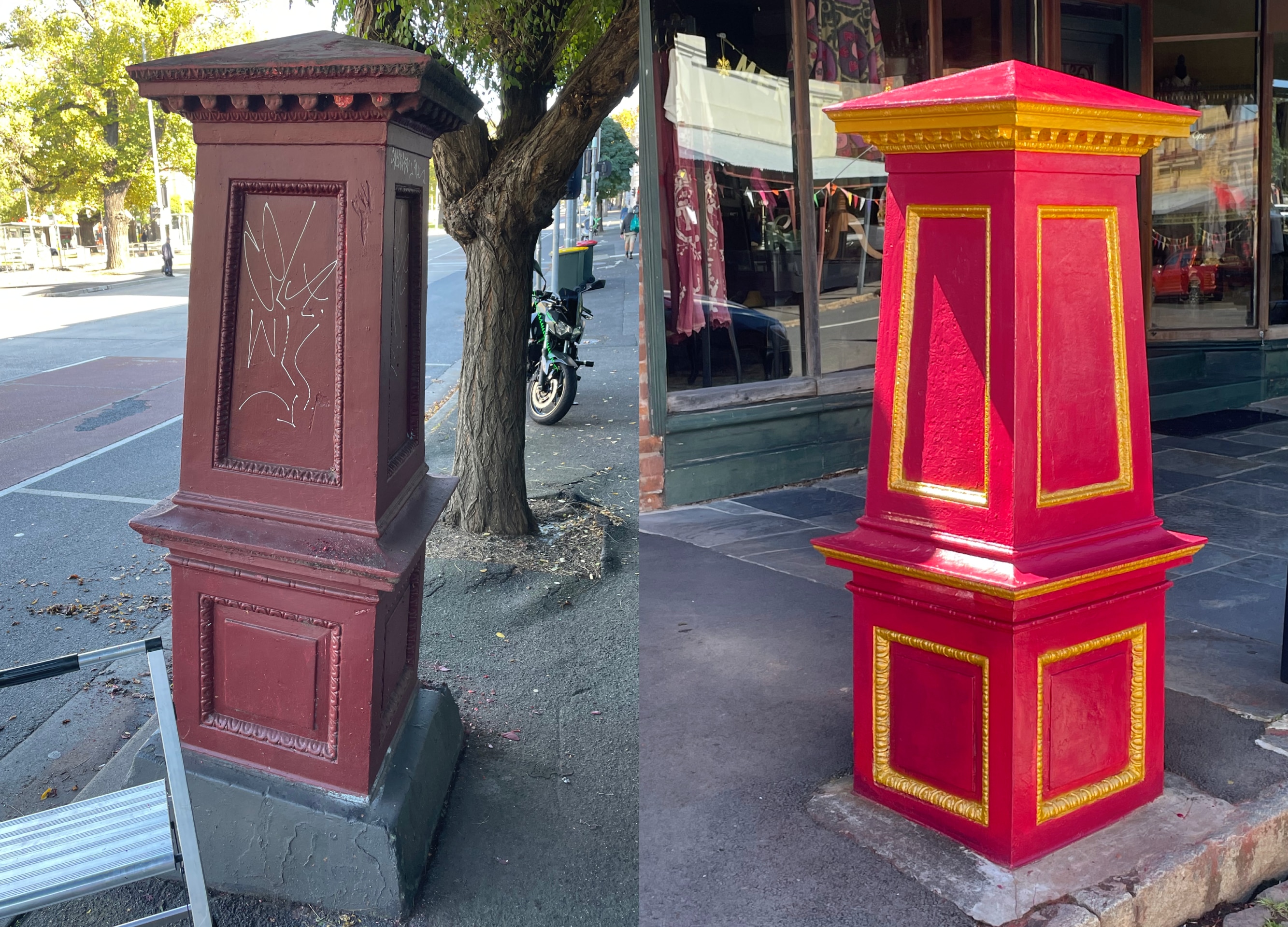 Mick Slocum tenta restaurar as caixas de correio ao seu esquema de cores original do século XIX.