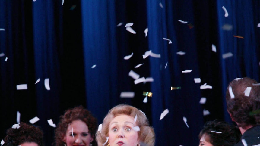 Dame Joan Sutherland on stage at a gala tribute concert at the Sydney Opera House in 2004.