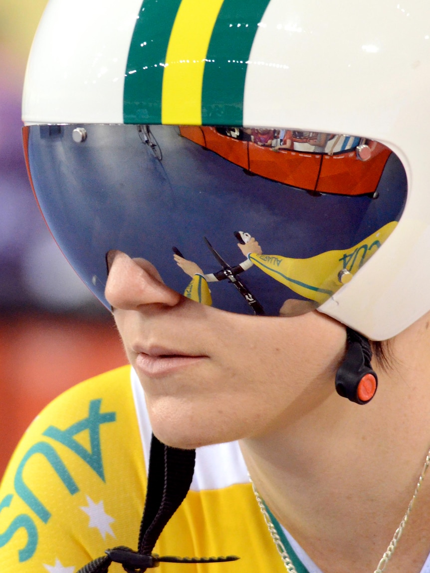 Anna Meares prepares for a race at the London 2012 Olympic Games.