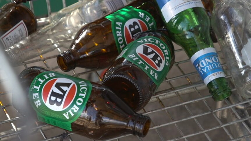 Empty beer bottles in a shopping trolley