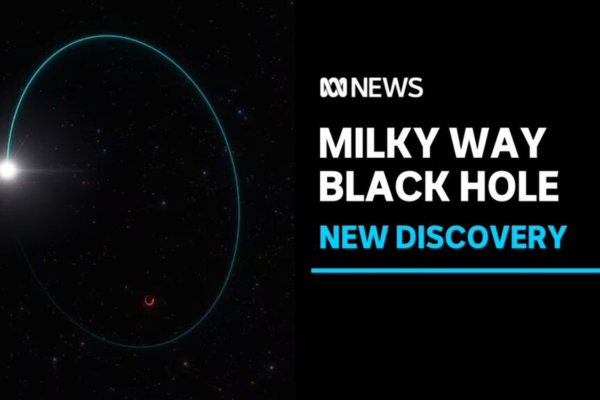 Milky Way Black Hole, New Discovery: Artistic impression of a black hole with a star and streak of light circling around it.