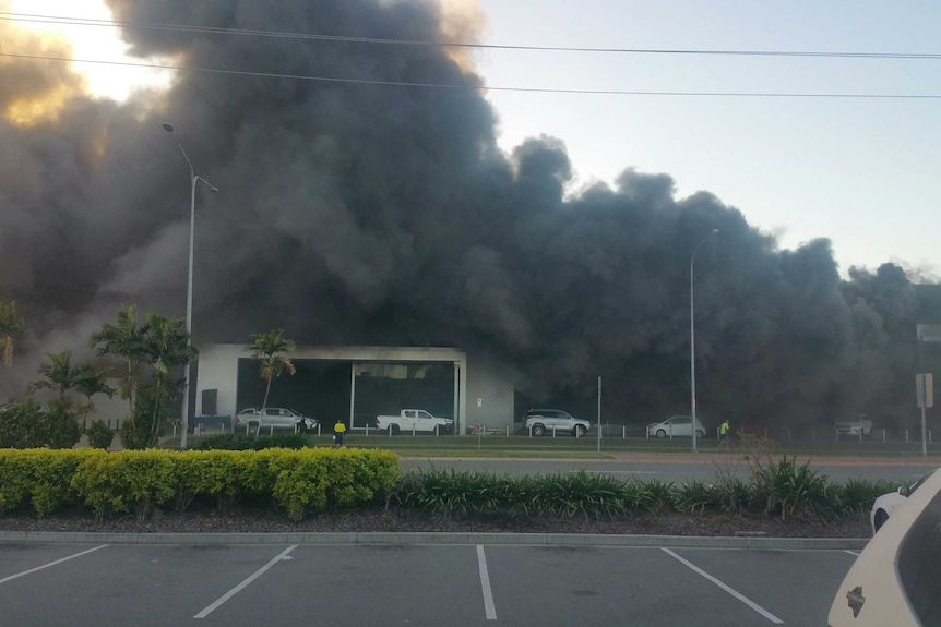 Smoke engulfs the Lexus dealership