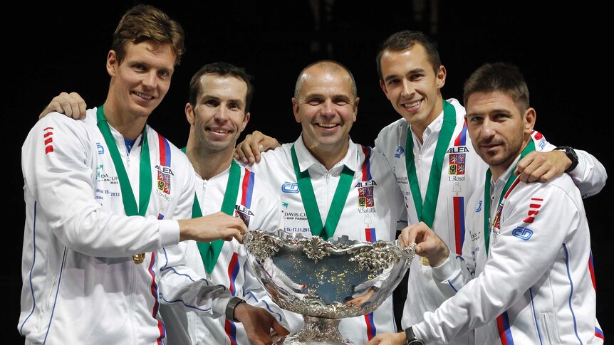 Successful defence ... Czech Republic show off the Davis Cup trophy