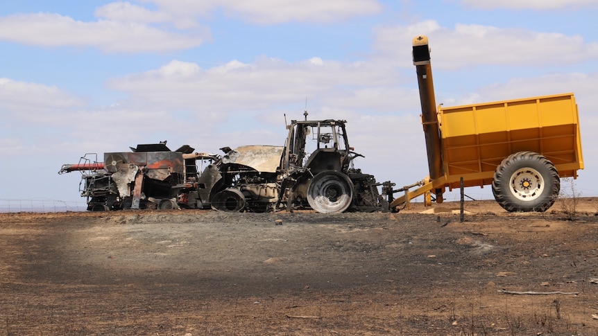 Farm machinery burnt out near Stockport