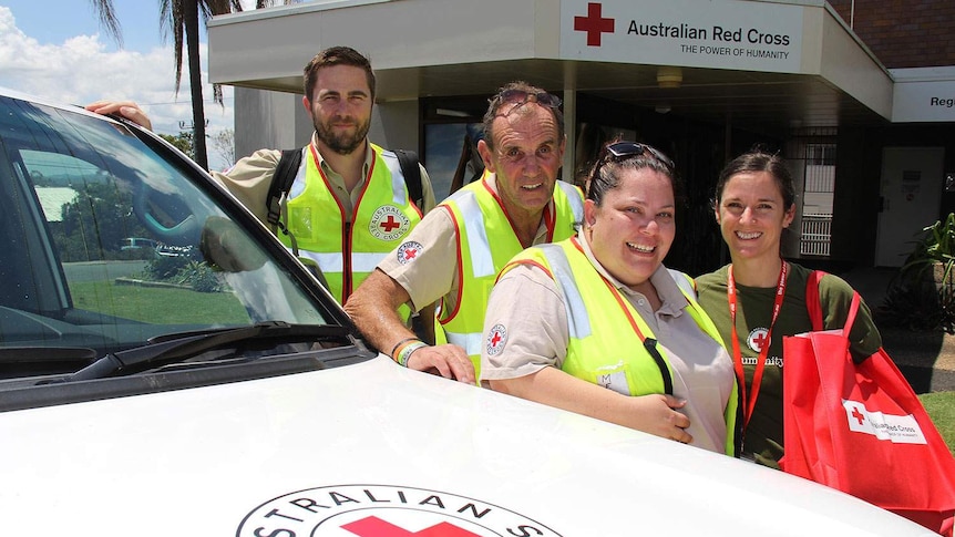LtoR Red Cross Emergency Services Team members Gregg Sonnenburg, Doug Winter, Megan Gorringe and Eva Ruggerio