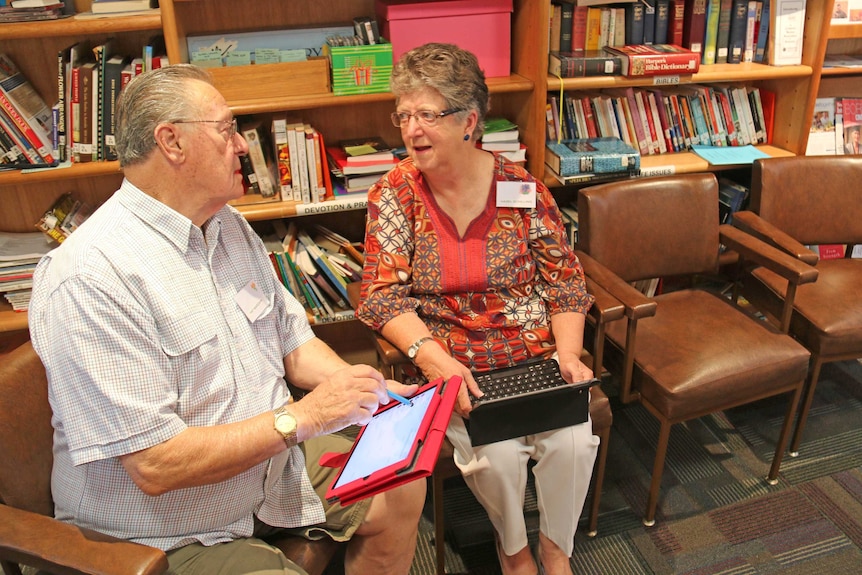 Pat Marzahn and Hazel Schilling talk about how to send emails