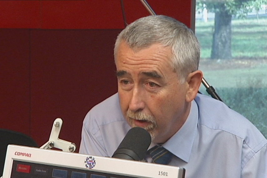 Video still: Senator Gary Humphries in ABC studio to discuss his preselection loss to former colleague Zed Seselja. Feb 2013.