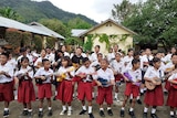 Indonesian children playing ukulele