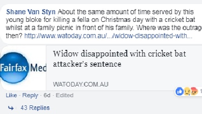 Screenshot of comment made by City of Greater Geraldton Mayor Shane Van Styn