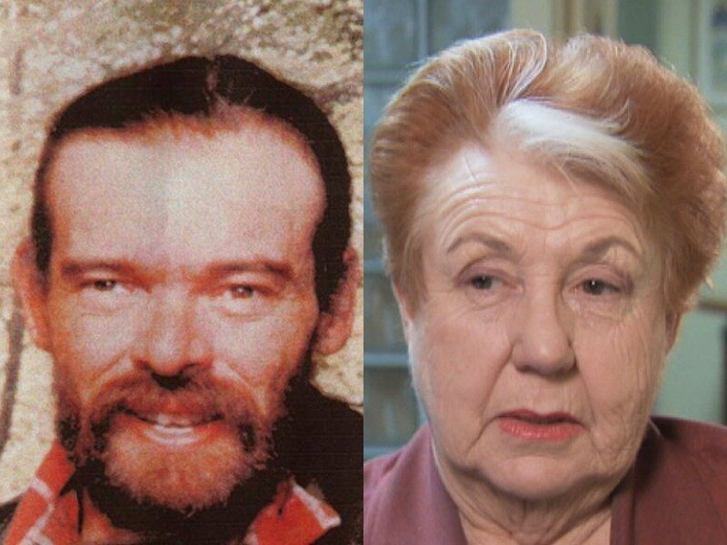 headshot of many with ginger hair and beard smiling and headshot of woman with short red hair with a grey streak eyebrows raised