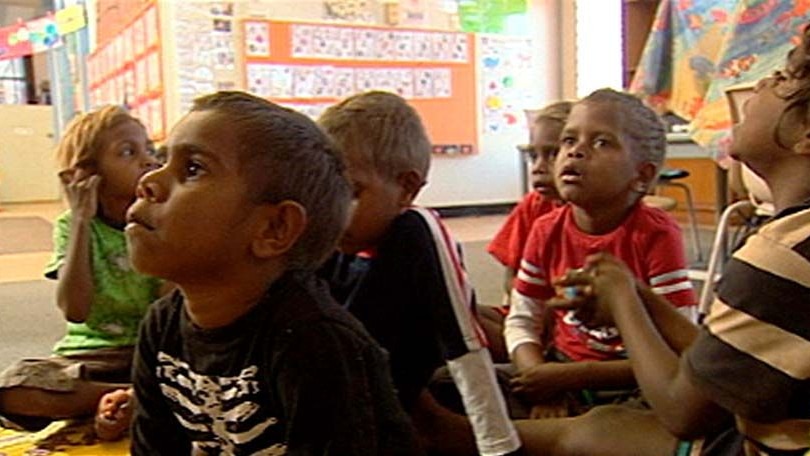 Scene from ABC TV's Four Corners program on the changes to bilingual education in the NT.
