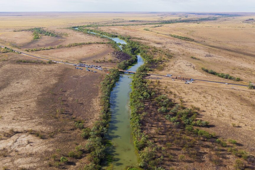 Aerial photo of Julia Creek river in outback Queensland