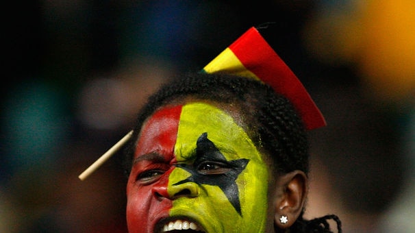 Black Stars... the Ghanian national anthem was not heard until half-time, after the tape was lost at the SFS.