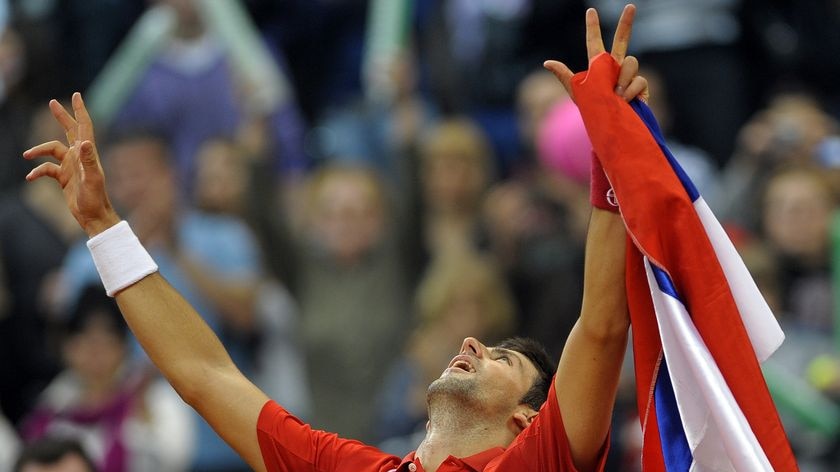 Novak Djokovic gets the job done for his country.