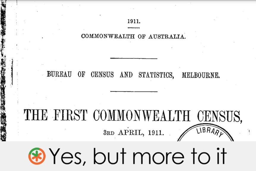 White background with a commonwealth coat of arms. Underneath it reads "Census of the Commonwealth of Australia"