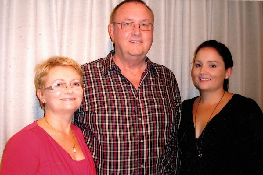 Suzi and Tony Vincent stand with their daughter Alice, who is getting married this September.