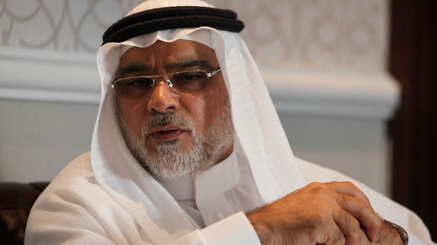 Saudi Arabia's ambassador to Indonesia Osama Mohammad Abdullah Alshuaibi gestures during an interview.