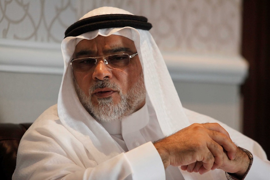 Saudi Arabia's ambassador to Indonesia Osama Mohammad Abdullah Alshuaibi gestures during an interview.