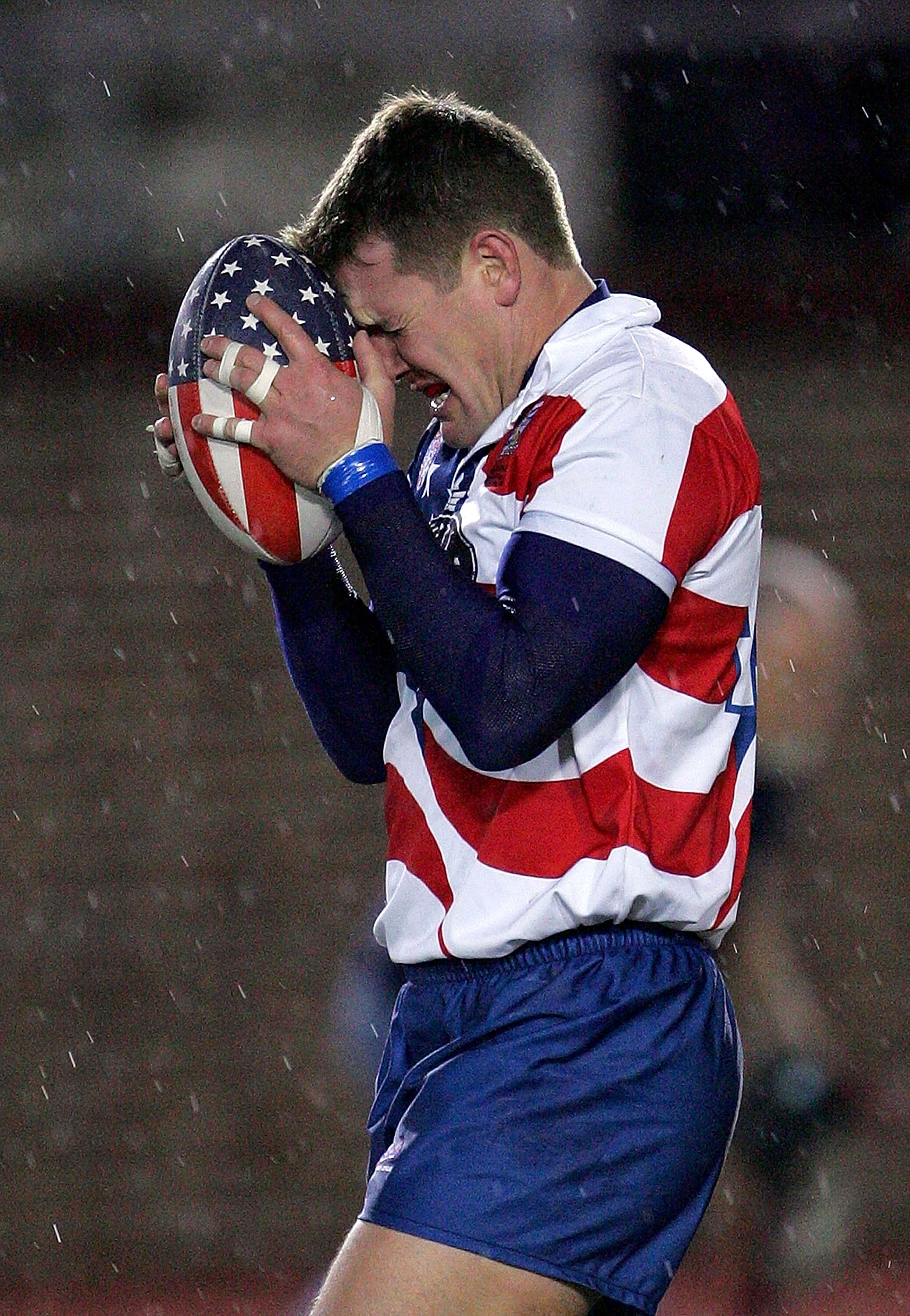A man reacts after nearly scoring a try against Australia